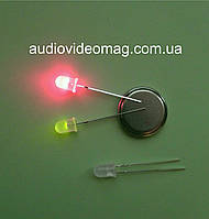 Світлодіод 3V 5 мм, двоколірний, колір червоний і зелений
