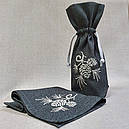 Мішечок новорічний для вина "Соснові Шишки з бантиком", фото 2