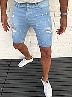 Рваные мужские джинсовые шорты DenimPass светло-синие - 36