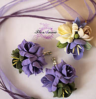 Фиолетовый комплект украшений "Яркий контраст" серьги+кулон