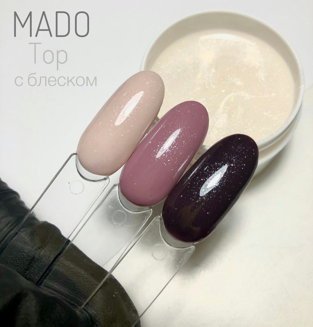 Rubber top каучуковий Мado з шиммером для гель лаку (на розлив) без липкого шару 50 мл