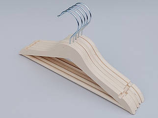 Плічка вішалки тремпеля дерев'яні ECO світлі, довжина 33 см, в упаковці 5 штук