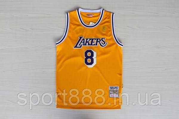 Чоловіча жовта баскетбольна майка Los Angeles Lakers NBA Kobe Bryant №8 (Кобі Брайант) джерсі, фото 1