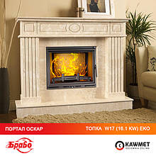Камин топка KAWMET W17 (16.1kW) EKO + портал под камин БРАВО Оскар