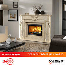 Топка чугунный KAWMET W17 Dekor (16.1kW) EKO + камин портал БРАВО Женева