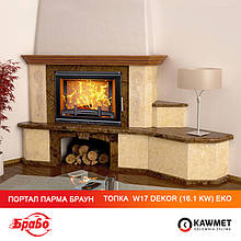 Топка чугунный KAWMET W17 Dekor (16.1kW) EKO + камин портал БРАВО Парма Браун