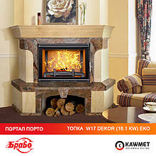 Топка чугунный KAWMET W17 Dekor (16.1kW) EKO + камин портал БРАВО Порто