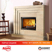 Топка чугунный KAWMET W17 Dekor (16.1kW) EKO + камин портал БРАВО Сицилия