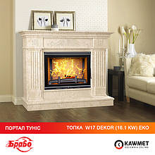 Топка чугунный KAWMET W17 Dekor (16.1kW) EKO + камин портал БРАВО Тунис
