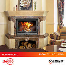 Топка с водяным контуром KAWMET W11 CO + портал камин БРАВО Порто