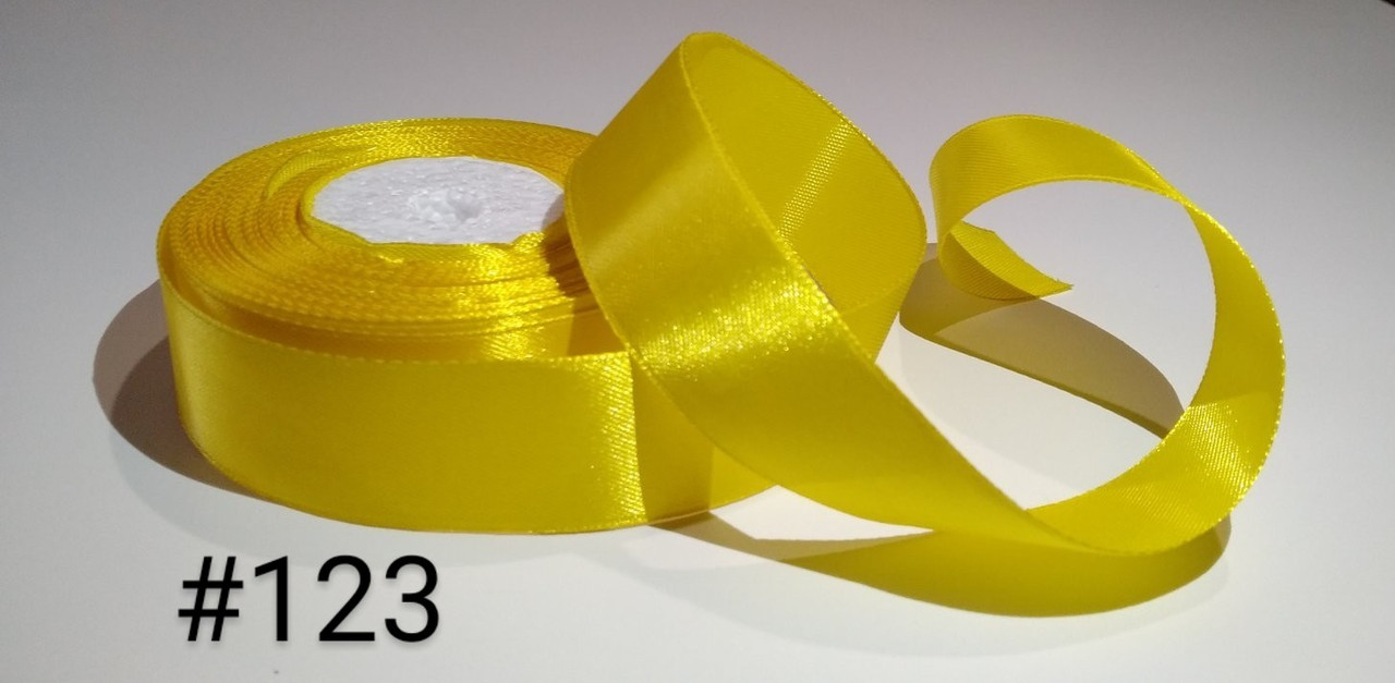 Стрічка атласна. 2,5 см х 23.м. жовта, фото 1