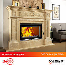 Каминная топка KAWMET W16 14.7kW+ мраморный портал БРАВО Амстердам
