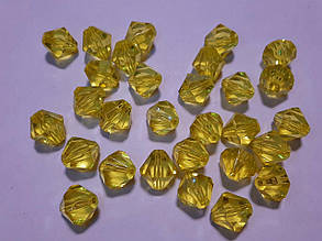 Бусини "Біконус" жовтий 14 мм акрил 500 грамів