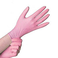 Рукавички нітрилові 100 ШТ неопудрені рожеві M Medicom