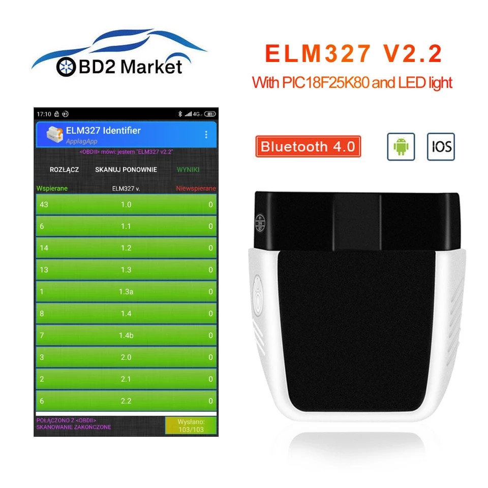 Сканер для діагностики Elm327 V2.2 PIC18F458
