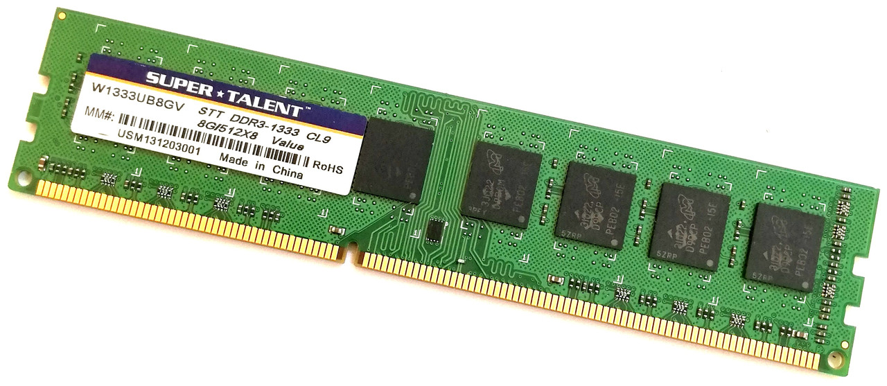 Оперативная память Super Talent DDR3 8Gb 1333MHz PC3 10600U 2R8 CL9 (W1333UB8GV) Б/У