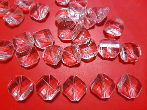 Бусини акрил "Квадрат, ромб" прозорий 20 мм 500 грамів