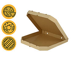 Коробка під піцу бура 440*440*44 мм квадратна з скошеними кутами.