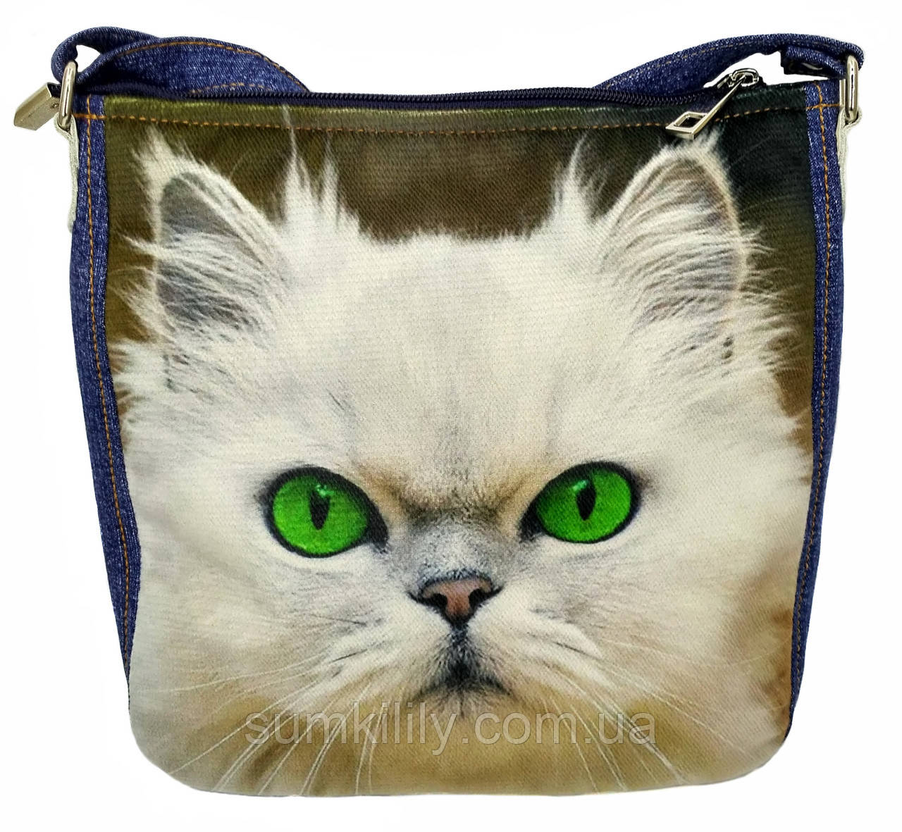 Джинсова сумка з АЗІЙКОЮ КІШКОЮ, фото 1