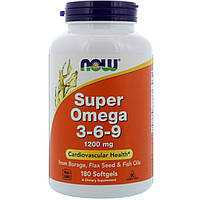 Now Foods, Super omega 3-6-9, 180 капсул, омега 3-6-9 концентрат