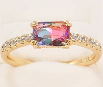 Кільце ХР Позолота 18K Кристал хамелеон на шинці з цирконієм 17,5р