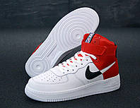 Кроссовки мужские высокие Nike Air Force 31417 красно-белые