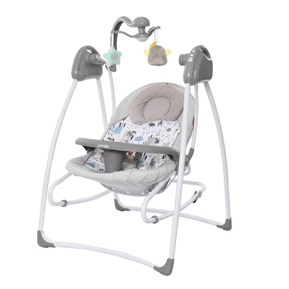Дитяча колиска-гойдалка CARRELLO Grazia CRL-7502 Lovely Grey Сірий | Електронні гойдалки 3в1, фото 1
