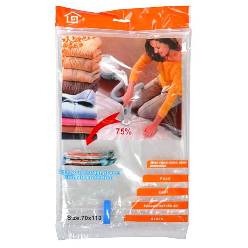 Вакуумний пакет для одягу 70×110 см | Зберігання речей із клапаном для пилососа, фото 1