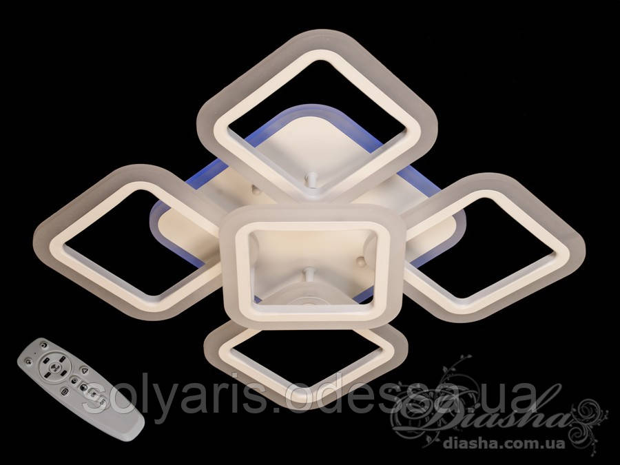 Стельова люстра з діммером і підсвічуванням, 65W MX2400/4+1S WH LED 3color dimmer (чорна,біла,сіра,