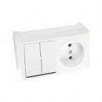 Розетка + Двоклавішний Вимикач блок горизонтальний Viko Vera Білий