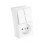 Розетка + Двоклавішний Вимикач блок вертикальний Viko Vera Білий