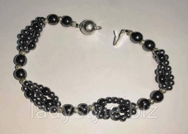 Яркий браслет с гематитом от студии LadyStyle.Biz купить украшения с натуральным аквамарином браслет серьги бусы кольцо