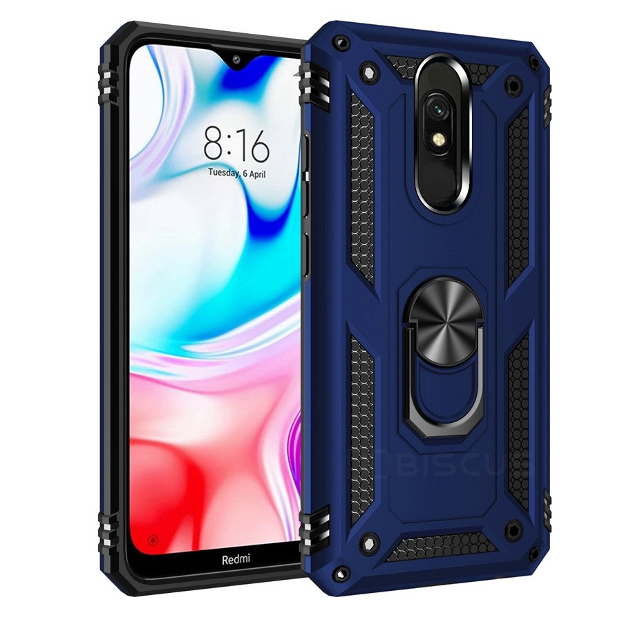 Протиударний чохол із кільцем підставкою для Xiaomi Redmi 8 синій