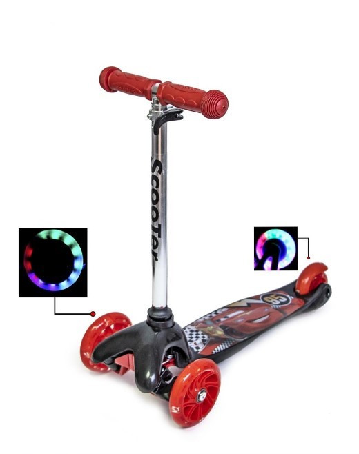 Самокат триколісний дитячий Mini світяться колеса принт чорний