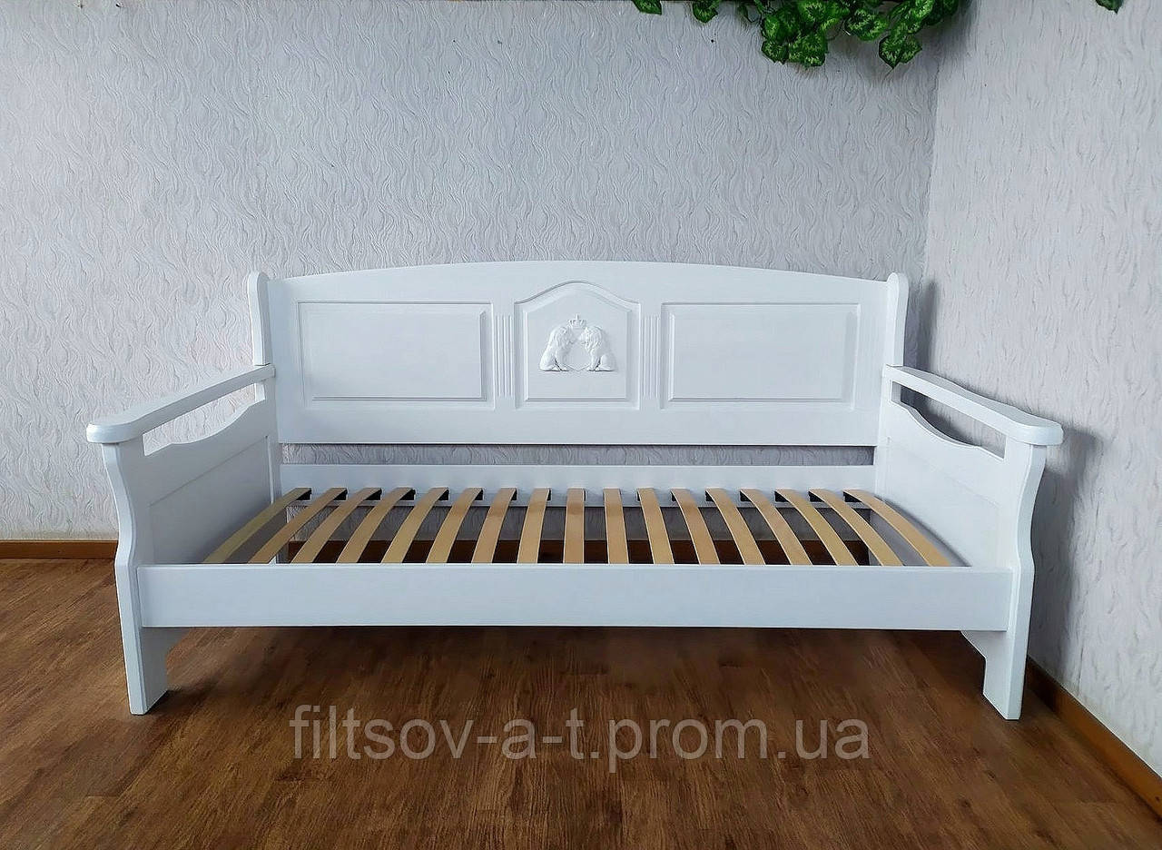 Белый деревянный диван-кровать в гостиную из массива натурального дерева от производителя "Орфей Премиум" - фото 2 - id-p1105115952