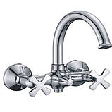 Змішувач для ванни з верхнім середнім виливом гусаком носиком зверху з душем MX Fobos 009 EURO, фото 4