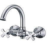 Змішувач для ванни з верхнім середнім виливом гусаком носиком зверху з душем MX Fobos 009 EURO, фото 3