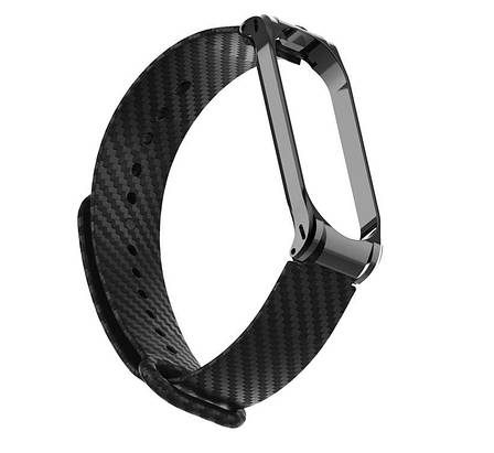 Ремінець для Xiaomi Mi Band 3 / 4 Carbon Black Metal, фото 3