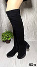 Жіночі зимові замшеві ботфорти на невеликих підборах 36 р-р, фото 7