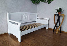 Білий односпальний диван ліжко з масиву дерева "Орфей Преміум" від виробника