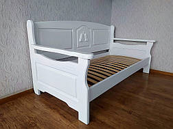 Білий односпальний диван-ліжко з масиву дерева "Орфей Преміум" від виробника 90х200, Білий, фото 2