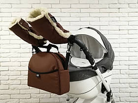 Комплект сумка и рукавички на коляску универсальный (Z&D New Коричневый)