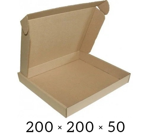 Самозбірна картонна коробка - 200 × 200 × 50 - бура / обсяг 0,7 кг
