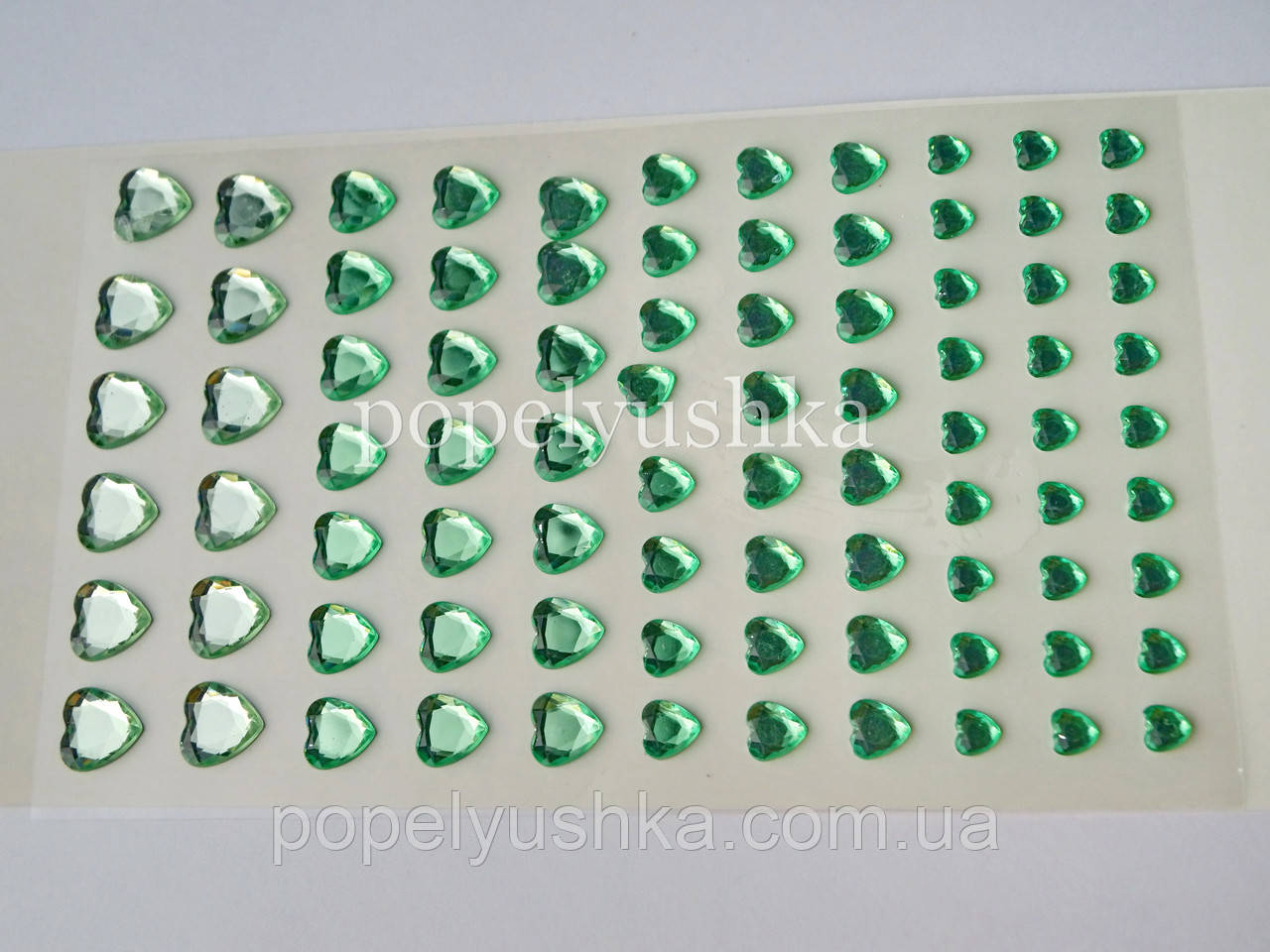 Декоративна наклейка-стрази "Серце зелене", фото 1