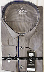 Сорочка чоловіча Fiorenzo vd-0054 бежева класична в міліметрову клітку з довгим рукавом Туреччина 3XL