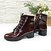 Черевики коричневі жіночі на стійкому каблуці, натуральна шкіра рабат, фото 8