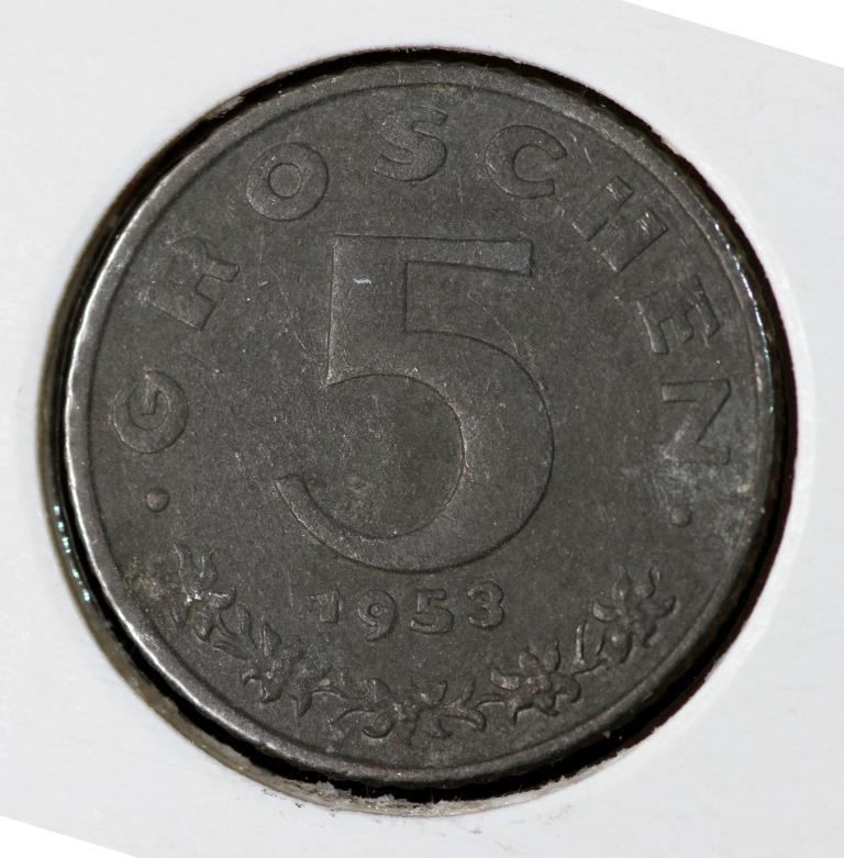Монета Австрії 5гром 1953 р., фото 1