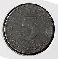 Монета Австрии 5 грошей 1953 г.