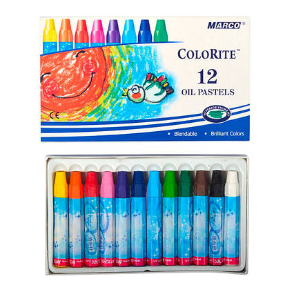 Пастель масляна 12 кольорів, Bright&Smooth,1100OP-12CB,ТМ" Marco"