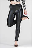 Шкіряні лосини жіночі зі вставками жіночі лосини легінси з екошкіри "Половинка" VS 938, фото 3